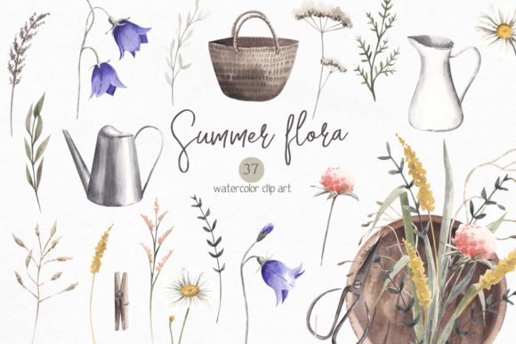 A Watercolor Summer Floral Collection for Creative Projects