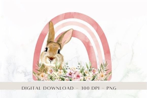 Bunny Rabbit Rainbow Floral Clipart: Your Vibrant Design Solution