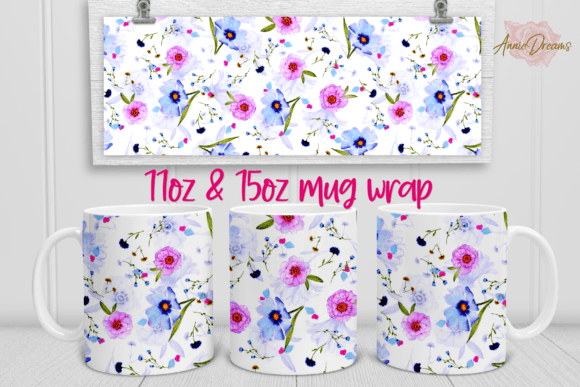 Floral Pattern Mug Wrap: A Digital Design for Sublimation Crafting