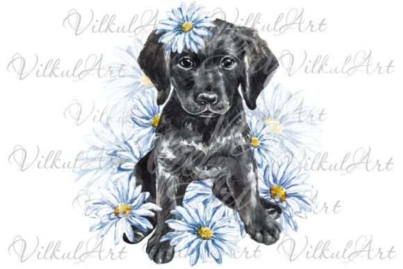 The Artistic and Commercial Appeal of the Floral Black Puppy Watercolor Design PNG