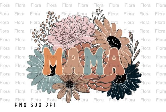 The Retro Mama Floral Vintage Flower PNG Digital Asset