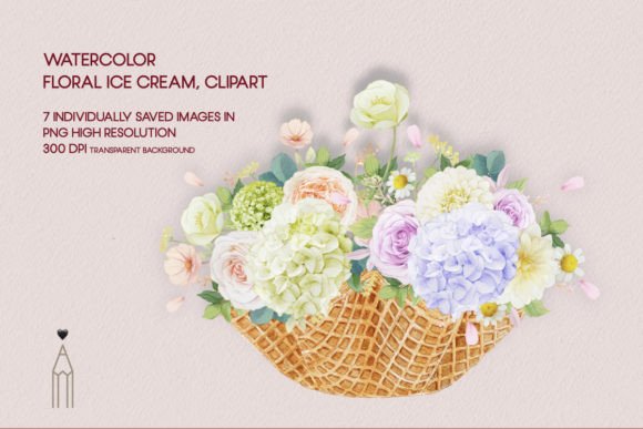 The Versatile Charm of Watercolor Floral Ice Cream Clipart